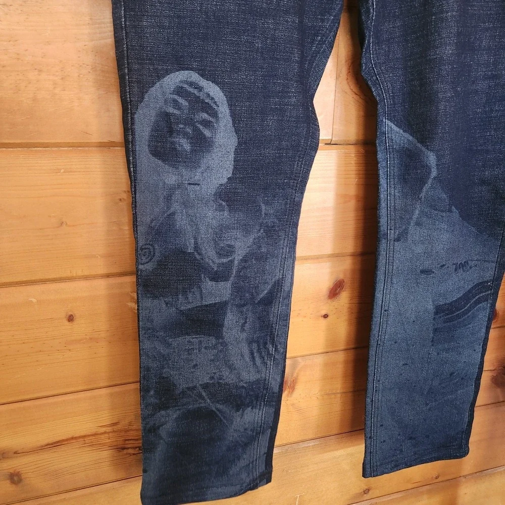 A. Tiziano Straight Dark Wash Laser Engraved‎ Denim Jeans Streetwear Urban Sz 38